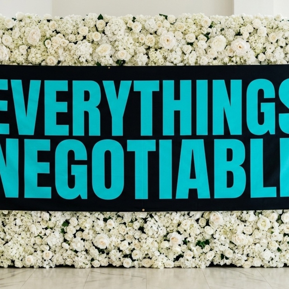 Teal and Black Negotiable Banner